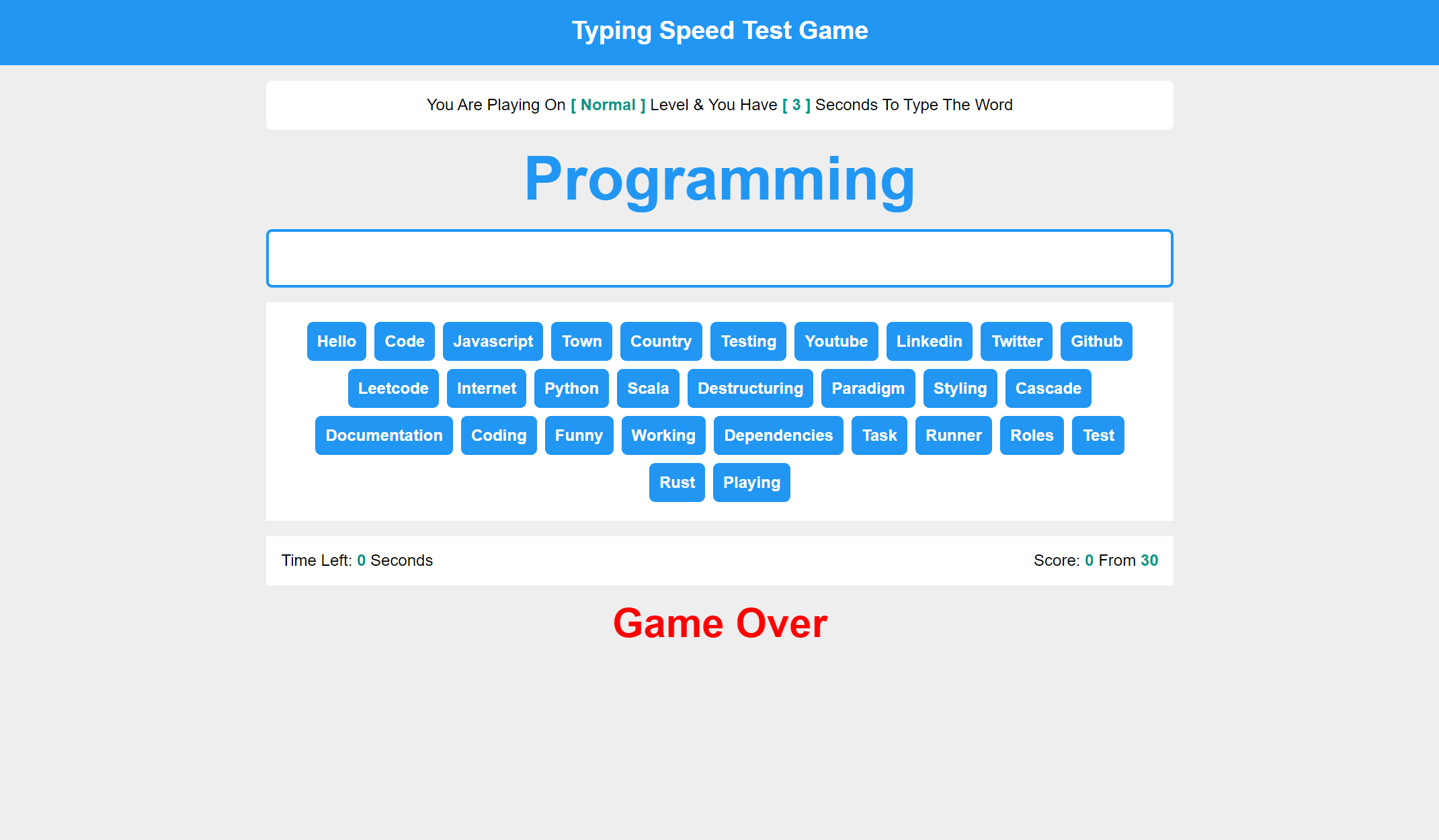 Typing Speed Test Game